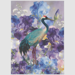 Einzigartiger großer Aquarell-Kranich-Möbel-Decoup Seidenpapier