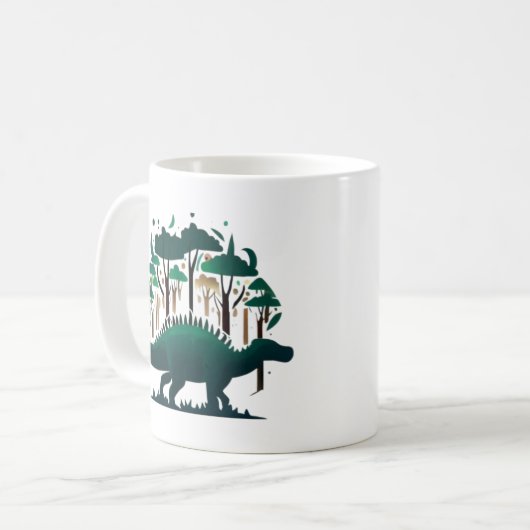 Einzigartiger Grüner Stegosaurus Dinosaurier Wald Kaffeetasse (Vorderseite Links)