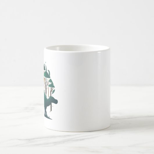 Einzigartiger Grüner Stegosaurus Dinosaurier Wald Kaffeetasse (Mittel)