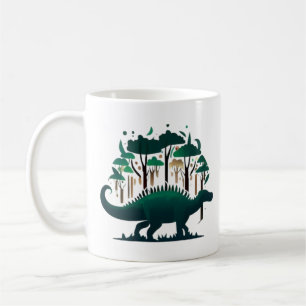 Einzigartiger Grüner Stegosaurus Dinosaurier Wald Kaffeetasse