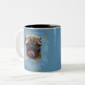 Einzigartiger Grunge Blue Gray Mops Welpe Dog Love Zweifarbige Tasse (Vorderseite Links)