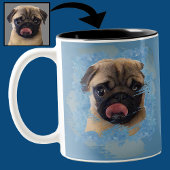 Einzigartiger Grunge Blue Gray Mops Welpe Dog Love Zweifarbige Tasse