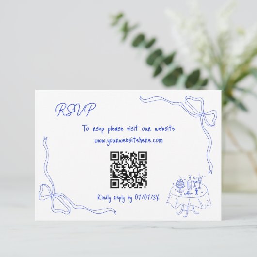 Einzigartiger handgezeichneter aktueller QR Code F Einladung (Stehend Vorderseite)