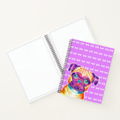 Einzigartiger handgezeichneter Mops Art Lila Noteb Notizblock (Innenseite)