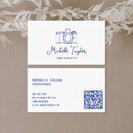 Einzigartiger handgezeichneter QR-Code der Kamera Visitenkarte