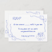 Einzigartiger handgezeichneter zeitgenössischer Re Einladung (Vorne/Hinten)