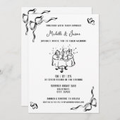 Einzigartiger handgezeichneter zeitgenössischer Re Einladung (Vorne/Hinten)