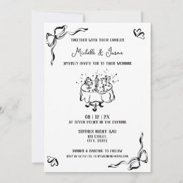 Einzigartiger handgezeichneter zeitgenössischer Re Einladung