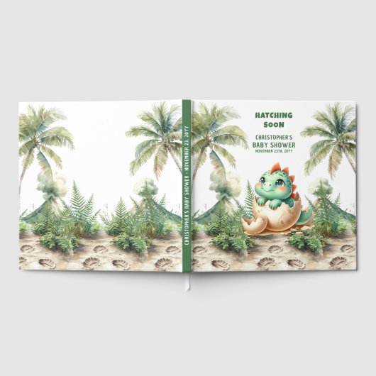 Einzigartiger Hatching Soon Dinosaur Baby Boy Keep Gästebuch (Voll)