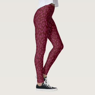 Einzigartiger heißrosa und dunkelroter Leopard Leggings