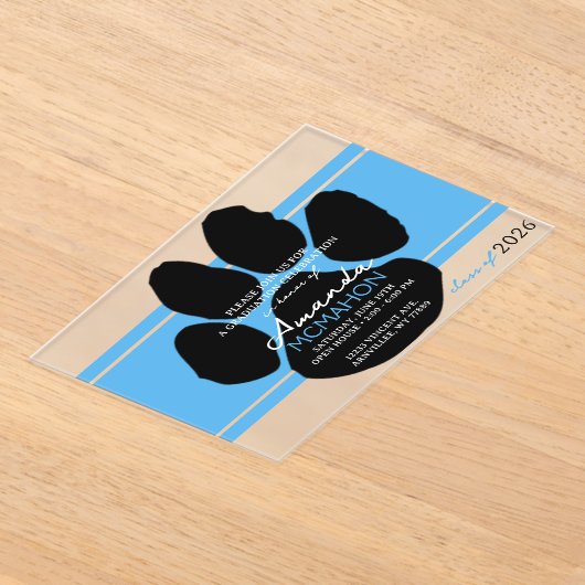 Einzigartiger hellblauer und schwarzer Abschluss-P Acryleinladungen (Ablage )