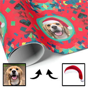 Einzigartiger Hund Foto Erstgebäck Weihnachtsmannm Geschenkpapier
