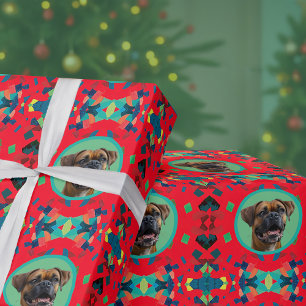 Einzigartiger Hund Foto Erstgebäck Weihnachtsmannm Geschenkpapier