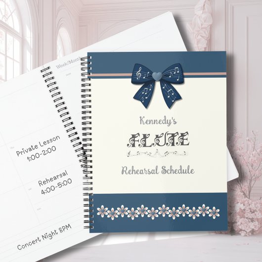 Einzigartiger Indigo-Blau-Bogenflöten-Notenplaner Planer