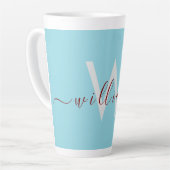 Einzigartiger Individuelle Name Robin Egg Blue Lat Milchtasse (Linke Ecke)