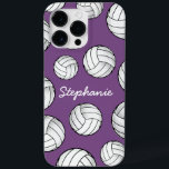 Einzigartiger Individuelle Name Volleyball Lila Case-Mate iPhone Hülle<br><div class="desc">Ein cooles iPhone pro max Gehäuse mit einem individuelle Name und einem Stück Volleyball vor einem pastellfarbenen lila Hintergrund.</div>