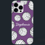 Einzigartiger Individuelle Name Volleyball Lila Case-Mate iPhone Hülle<br><div class="desc">Ein cooles iPhone pro max Gehäuse mit einem individuelle Name und einem Stück Volleyball vor einem pastellfarbenen lila Hintergrund.</div>