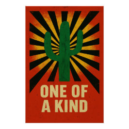 Einzigartiger Kaktus unter einer strahlenden Sonne Poster