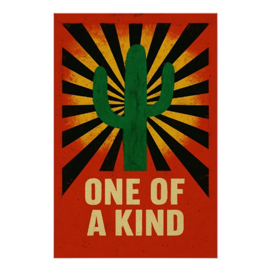 Einzigartiger Kaktus unter einer strahlenden Sonne Poster (Vorderseite)