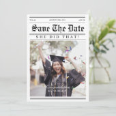 Einzigartiger Kalender Zeitung Foto Abschluss Save The Date (Stehend Vorderseite)