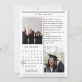 Einzigartiger Kalender Zeitung Foto Abschluss Save The Date (Rückseite)