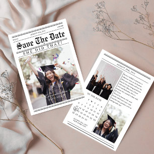 Einzigartiger Kalender Zeitung Foto Abschluss Save The Date