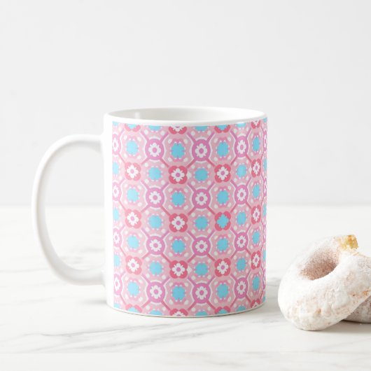 Einzigartiger Karo für Blume Kaffeetasse (Mit Donut)