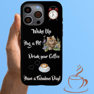 Einzigartiger Katzen- und Kaffeeliebhaber mit Spaß iPhone 16 Pro Max Hülle