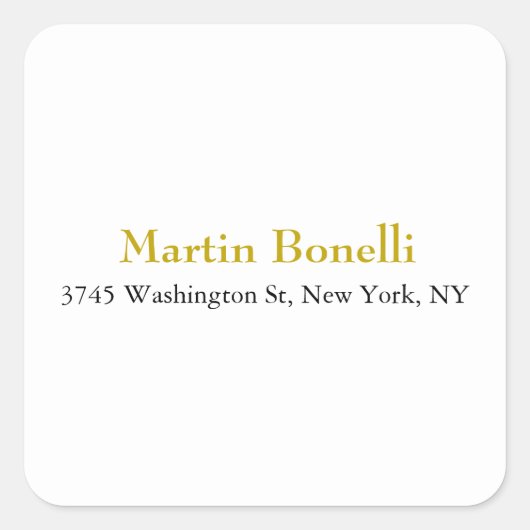 Einzigartiger klassischer einfacher Goldfarbname Quadratischer Aufkleber (Vorderseite)