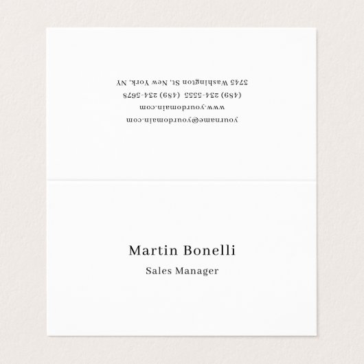 Einzigartiger klassischer einfacher Schwarz-weißer Visitenkarten (Außenseite Aufgefaltet)