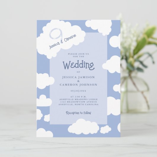 Einzigartiger Lässiger Spaß Cloud Nine 9 Niedlich Einladung (Stehend Vorderseite)