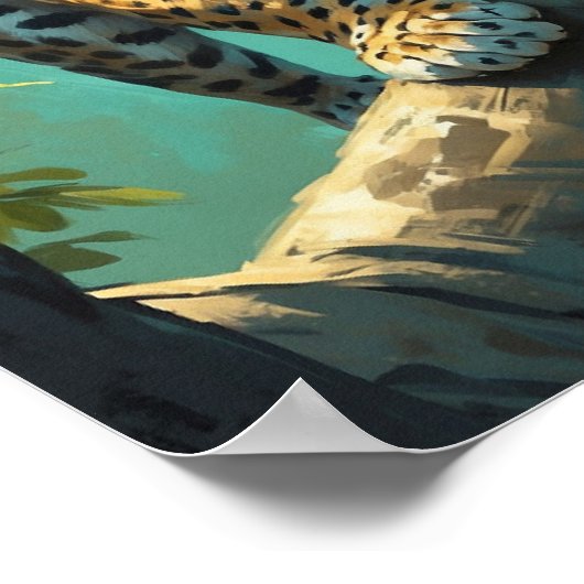 Einzigartiger Leopard am Baumzweig im Wilden Maler Poster (Ecke)