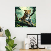 Einzigartiger Leopard über den Dschungel Poster (Heimbüro)