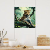 Einzigartiger Leopard über den Dschungel Poster (Küche)