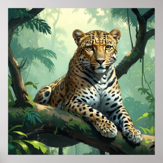 Einzigartiger Leopard über den Dschungel Poster (Vorne)