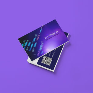 Einzigartiger Lila Software Tech Beruflich QR Code Visitenkarte