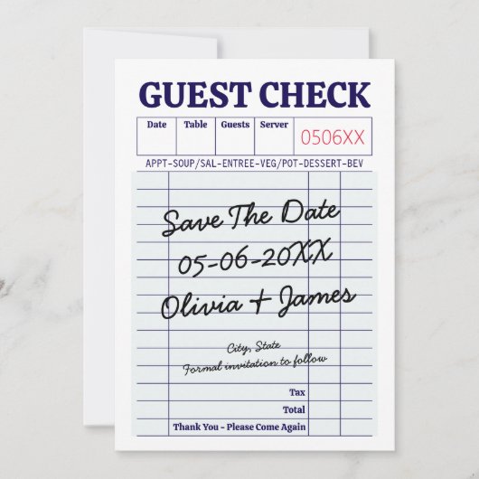 Einzigartiger lustiger Whimsical Guest Karo Handsc Save The Date (Vorderseite)