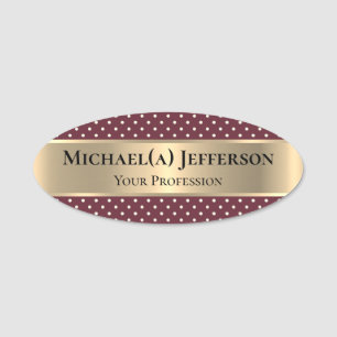 Einzigartiger Luxus Gold & Modern Bordeaux Red Pol Namensschild