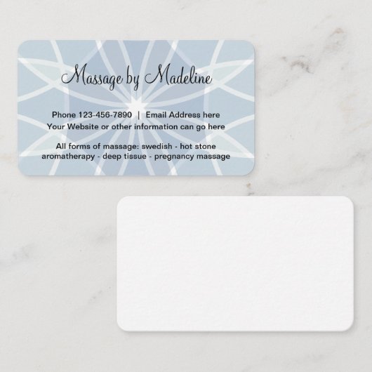 Einzigartiger Massage-Therapeut-Entwurf Visitenkarte (Vorne/Hinten)