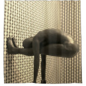 Einzigartiger Mensch Moderne Kunst Braun Gold Karo Duschvorhang (Vorderseite)
