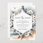 Einzigartiger Minimalismus Leuchtturmhochzeit Save The Date (Vorne/Hinten)