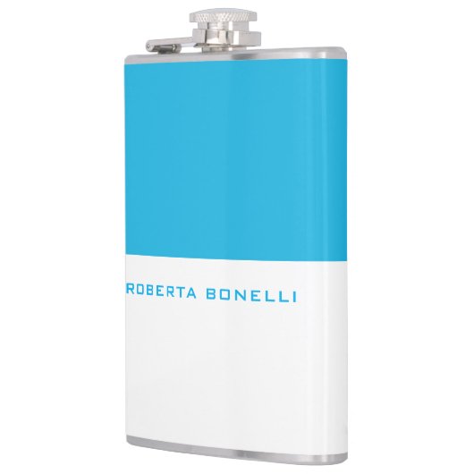 Einzigartiger, Minimalistischer, blauer Name Flachmann (Links)