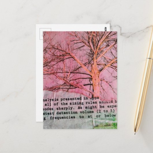 Einzigartiger Mixed-Media-Collage Winterbaum Postkarte (Vorderseite/Rückseite Beispiel)