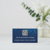 Einzigartiger moderner blauer QR-Code individuelle Visitenkarte (Stehend Vorderseite)