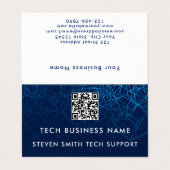 Einzigartiger moderner blauer QR-Code individuelle Visitenkarten (Außenseite Aufgefaltet)