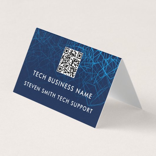 Einzigartiger moderner blauer QR-Code individuelle Visitenkarten (Vorderseite)