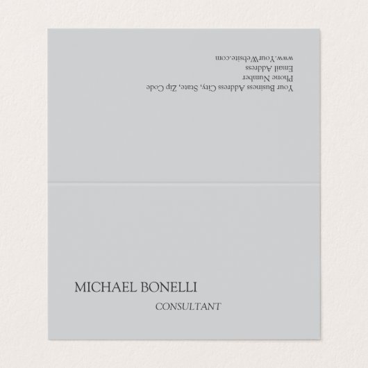 Einzigartiger, moderner Grauer Hintergrundberater Visitenkarten (Außenseite Aufgefaltet)