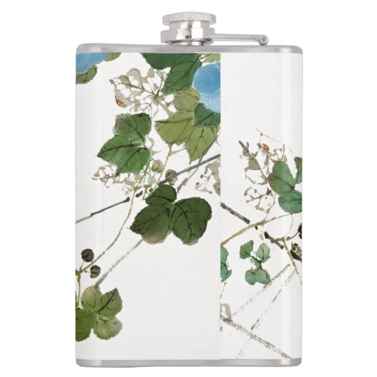 Einzigartiger moderner Minimalistischer Blumen-Nam Flachmann (Rückseite)