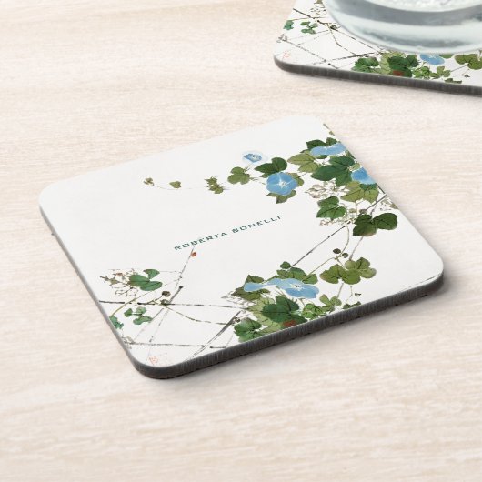 Einzigartiger moderner Minimalistischer Blumen-Nam Getränkeuntersetzer (Linke Seite)