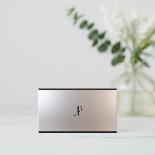 Einzigartiger, moderner Monogram Glam Gold Silber  Visitenkarte (Stehend Vorderseite)